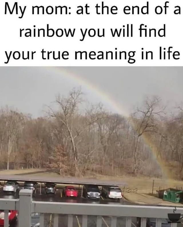 My mom at the end of a rainbow you will find your true meaning in life
