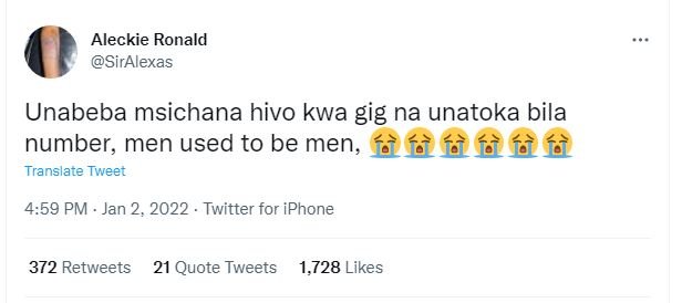 Aleckie Ronald SirAlexas Unabeba msichana hivo kwa gig na unatoka bila number, m