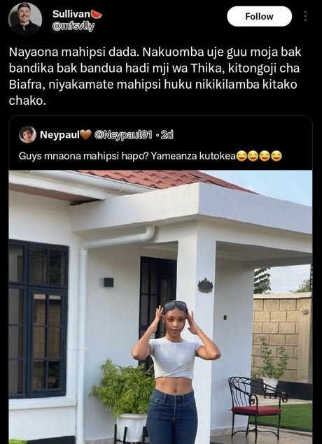 Sullivan mfsvll follow nayaona mahipsi dada. nakuomba uje guu moja bak bandika b