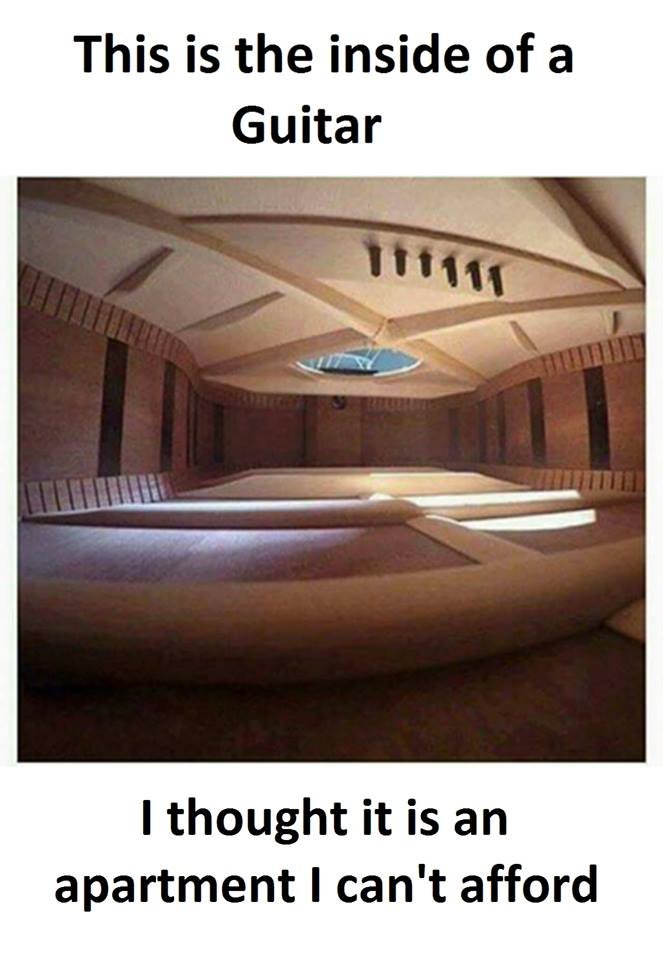 This is the inside of a guitar thought it is an apartment 1 can't afford