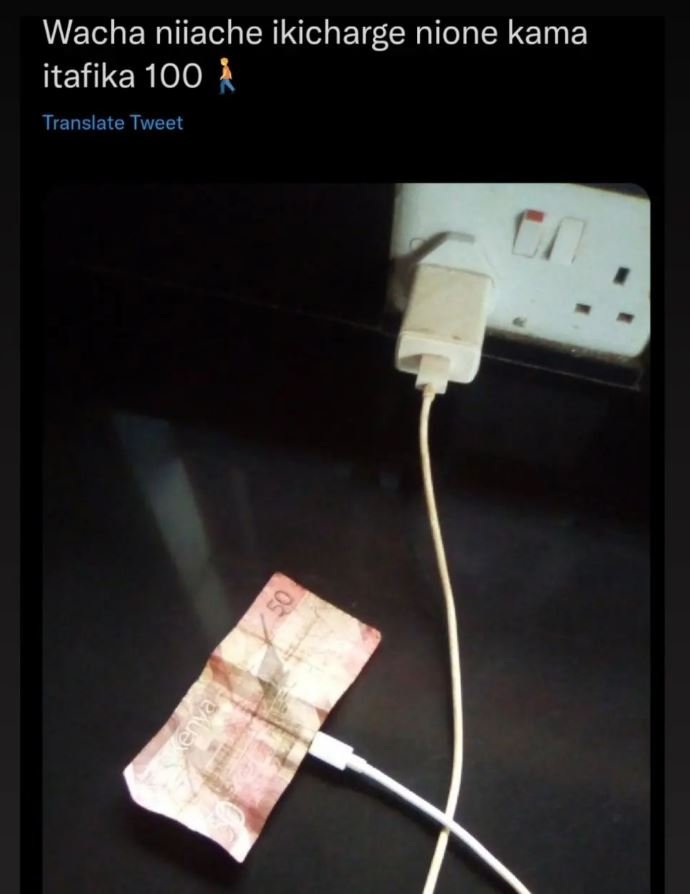 Wacha niiache ikicharge nione kama itafika 100 translate tweet 2