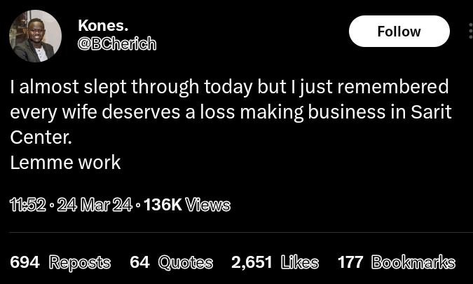 Kones. bcherfch follow almost slept through today but ijust remembered every wif