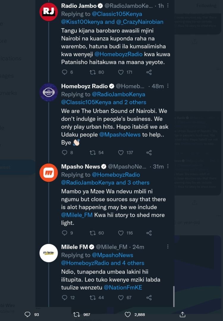 Radio jambo radiojamboke 1h rj replying to classic1o5kenya kiss ookenya and craz