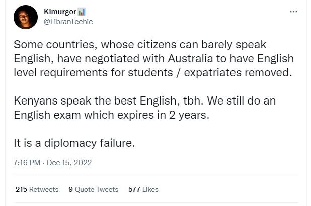 Kimurgor librantechie some countries, whose citizens can barely speak english, h