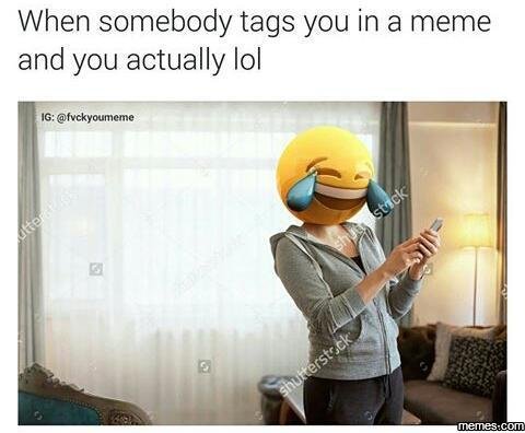 When somebody tags you in a meme and you actually lol ig fvckyoumeme