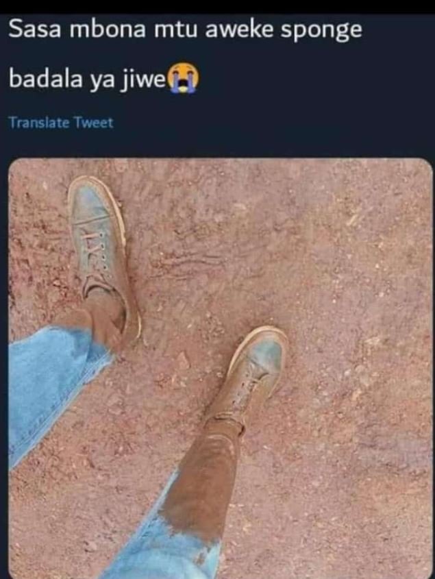 Sasa mbona mtu aweke sponge badala ya jiwe translate tweet