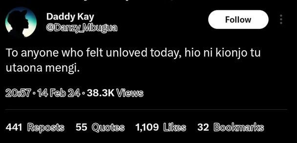 Daddy kay danzmougua follow to anyone who felt unloved today hio ni kionjo tu ut