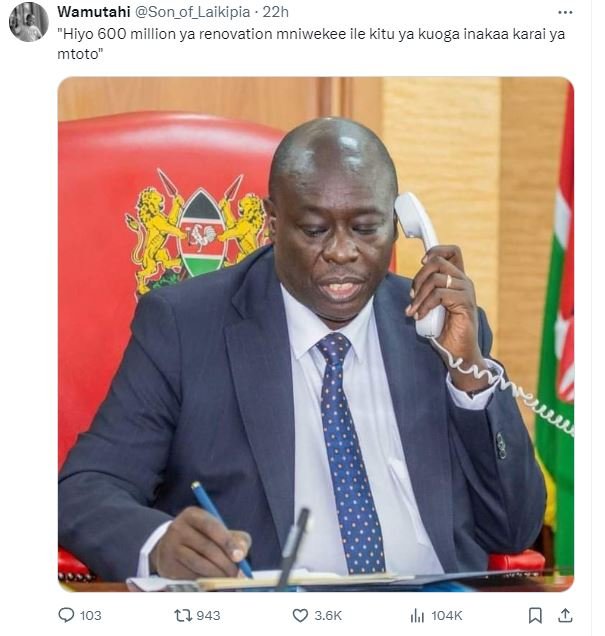 Wamutahi son_of_laikipia 22h hiyo 600 million ya renovation mniwekee ile kitu ya
