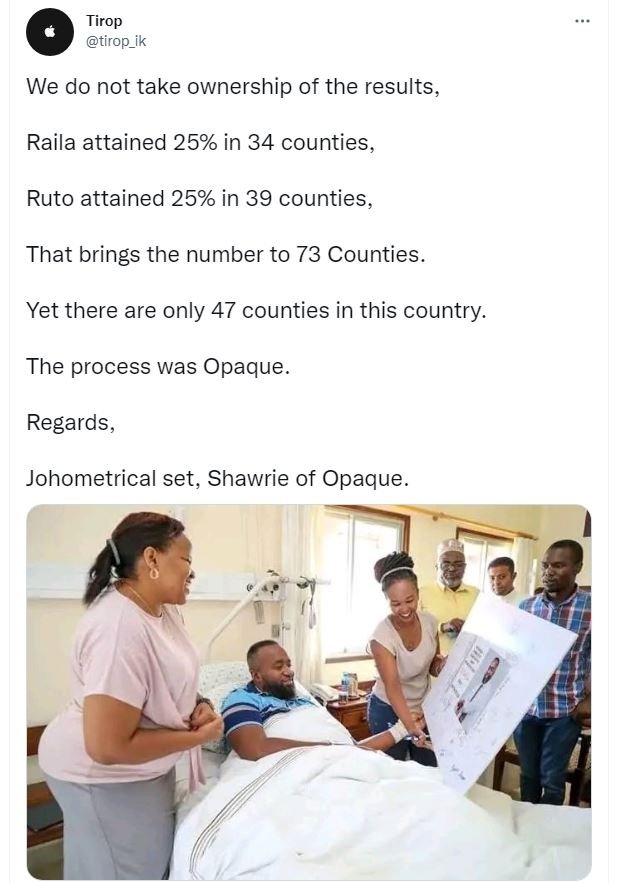 Tirop tirop_ik we do not take ownership of the results, raila attained 25 in 34