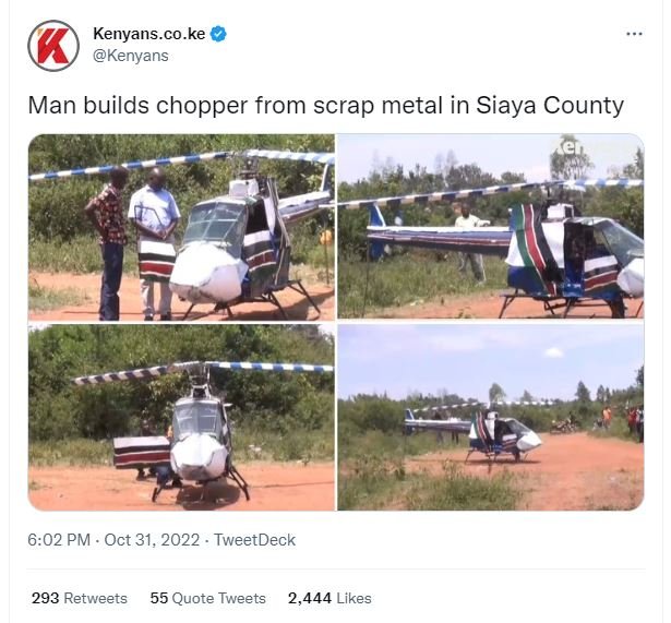 Kenyans.co.ke kenyans man builds chopper from scrap metal in siaya county 602 pm