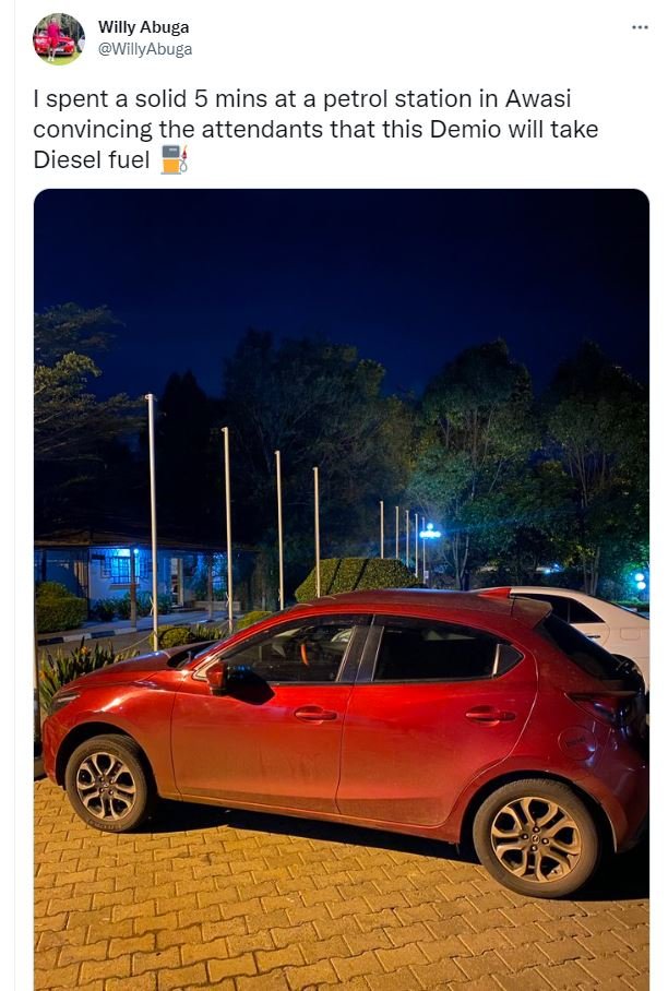 Willy abuga willyabuga spent a solid 5 mins at a petrol station in awasi convinc