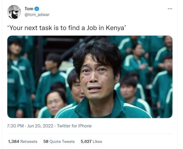 Tom tom_adwar your next task is to find a job in kenya 7.30 pm jun 20, twitter f
