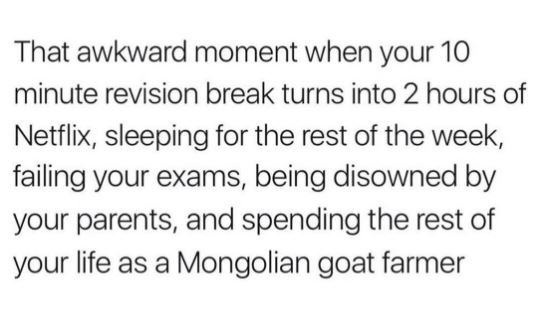 That awkward moment when your 10 minute revision break turns into 2 hours of net
