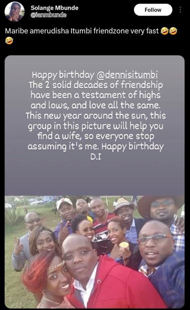 Solange mbunde gaibnde follow maribe amerudisha itumbi friendzone very fast 0 ha