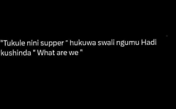 Tukule nini supper hukuwa swali ngumu hadl kushinda what are ve