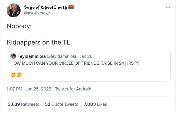 Sage of CheefS path ayothesage Nobody Kidnappers on the TL Feyidaminiola feyidam