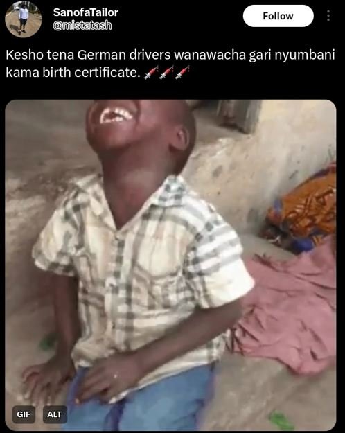 Sanofatailor mdistatash follow kesho tena german drivers wanawacha gari nyumbani
