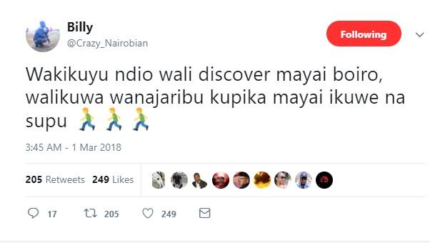 Billy crazy_nairobian following wakikuyu ndio wali discover mayai boiro, walikuw
