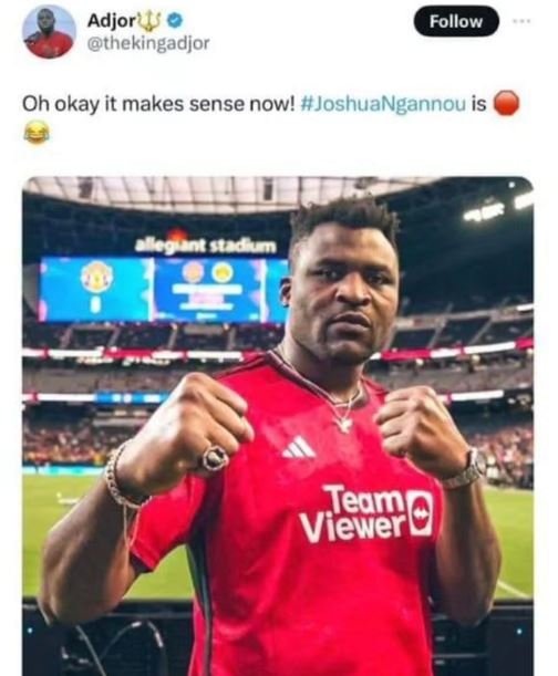 Adjor ' thekingadjor follow oh okay it makes sense now! joshuangannou is team vi