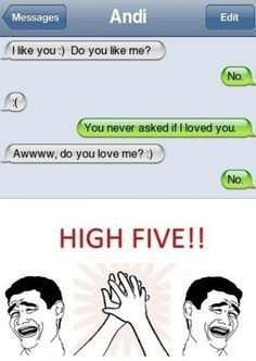 Messages andi edit you do you like me? you never asked iloved you awwww , do you