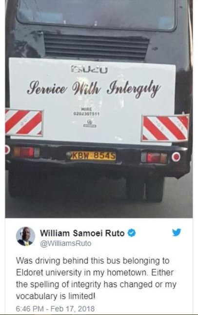 Fuzu sewice otuth intengy kbva854s william samoei ruto willlamsruto was driving