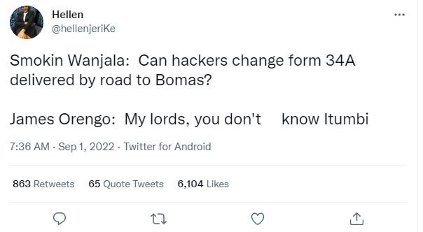 Hellen hellenjerike smokin wanjala can hackers change form 34a delivered by road