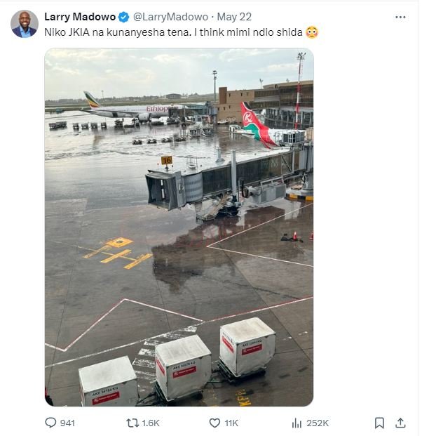 Larry madowo larrymadowo may 22 niko jkia na kunanyesha tena think mimi ndio shi