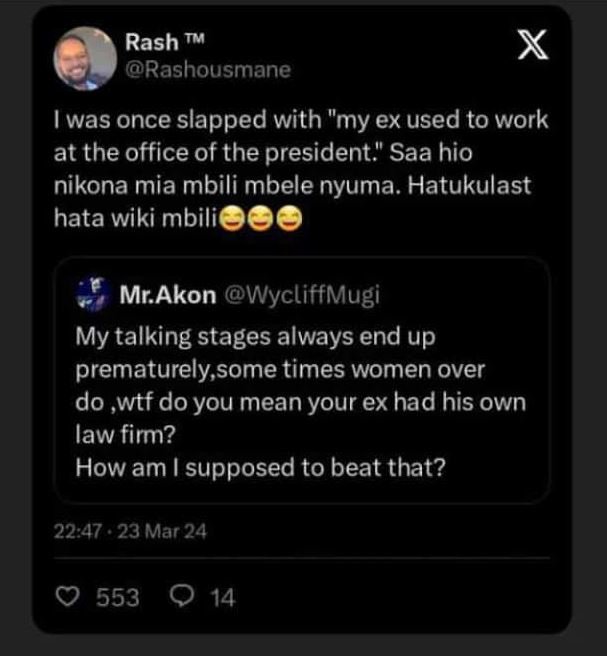 Rash t rashousmane was once slapped with my ex used to work at the office of the