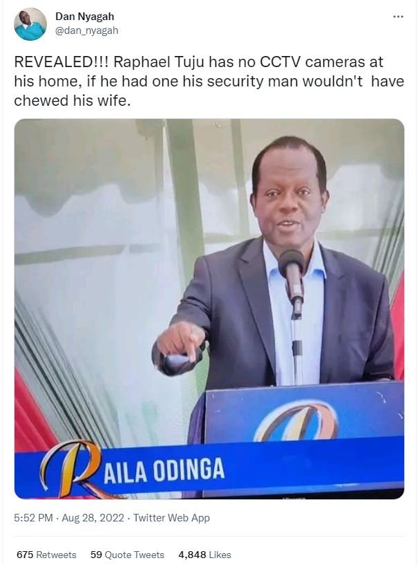 Dan nyagah dan_nyagah revealedii! raphael tuju has no cctv cameras at his home i