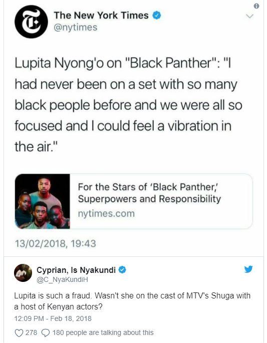 The new york times nytimes lupita nyong' on black panther' had never been on a s