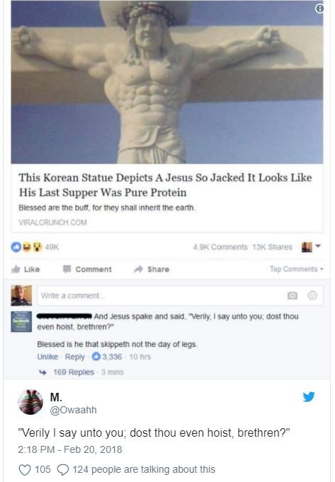 This korean statue depicts a jesus so jacked it looks like his last supper was p