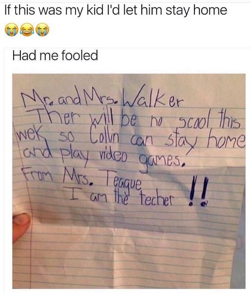 If this was my kid i'd let him stay home had me fooled god ms walk er her uun be