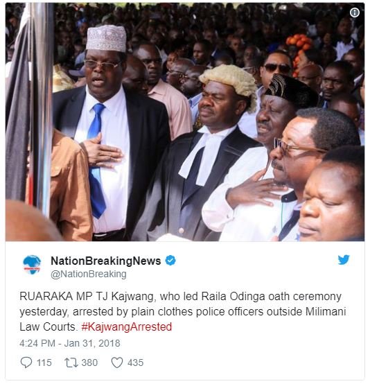 Nationbreakingnews nationbreaking ruaraka mp tj kajwang who led raila odinga oat