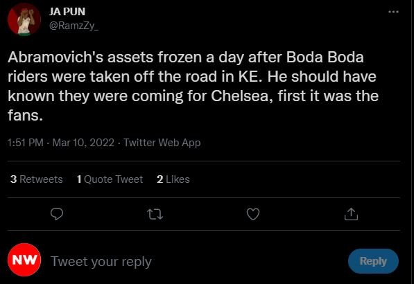 Ja pun ramzzy _ abramovich's assets frozen a day after boda boda riders were tak