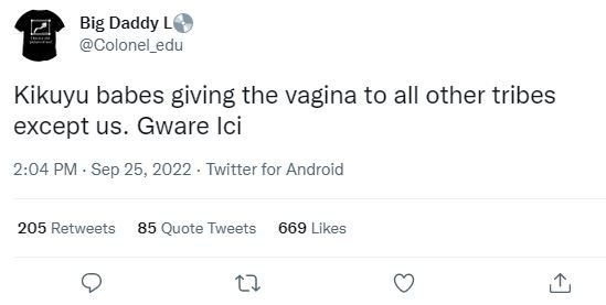 Big daddy lq colonel_edu kikuyu babes giving the vagina to all other tribes exce