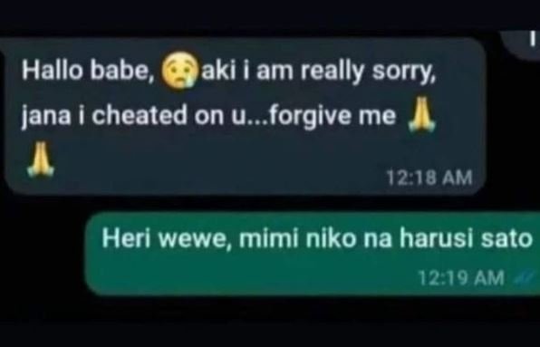 Hallo babe, aki am really sorry jana i cheated on u.. forgive me 12 18 am heri w