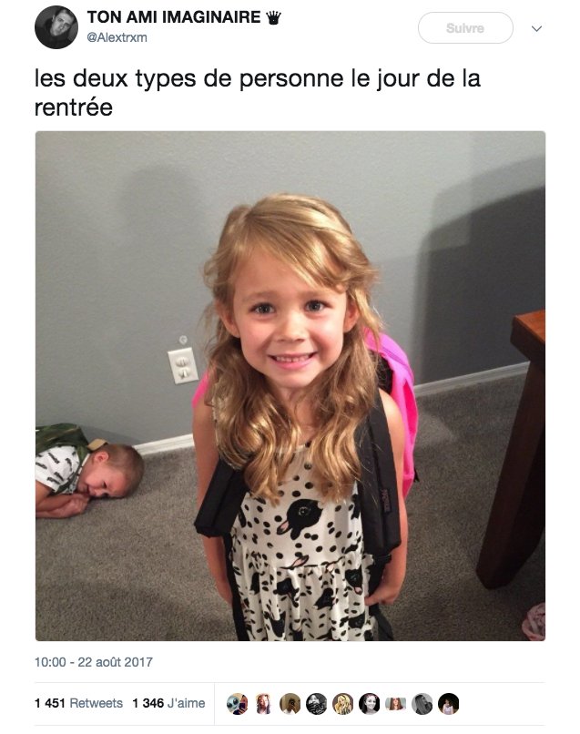 Ton ami imaginaire alextrxm sunro les deux types de personne le jour de la rentr