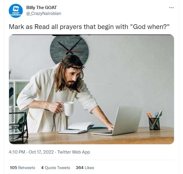 Billy the goat hoa crazynairobian mark as read all prayers that begin with god w