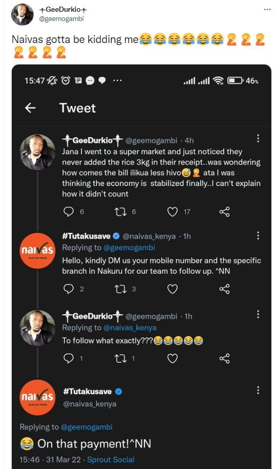 Geedurkio geemogambi naivas gotta be kidding measaeee222 15.47 29 046 tweet geed