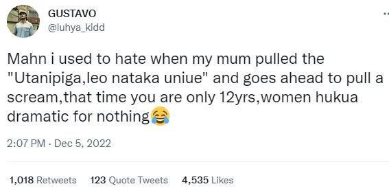 Gustavo luhya_kidd mahn used to hate when my mum pulled the utanipiga,leo nataka