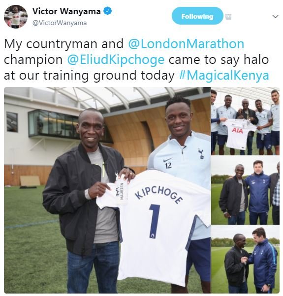 Victor wanyama following victorwanyama my countryman and londonmarathon champion