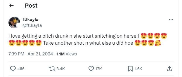 Post ftlkayla ftlkayla love getting a bitch drunk n she start snitching on herse