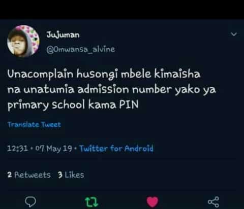 Jujuman omwansa_alvine unacomplain husongi mbele kimaisha na unatumia admission