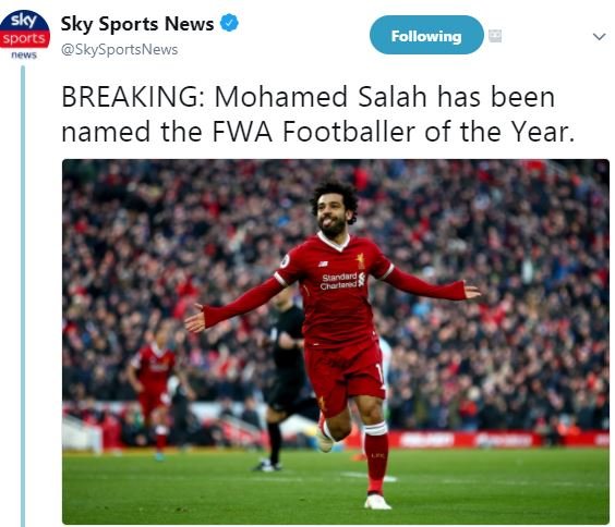 Sky sky sports news spoits , skysportsnews following breaking mohamed salah has