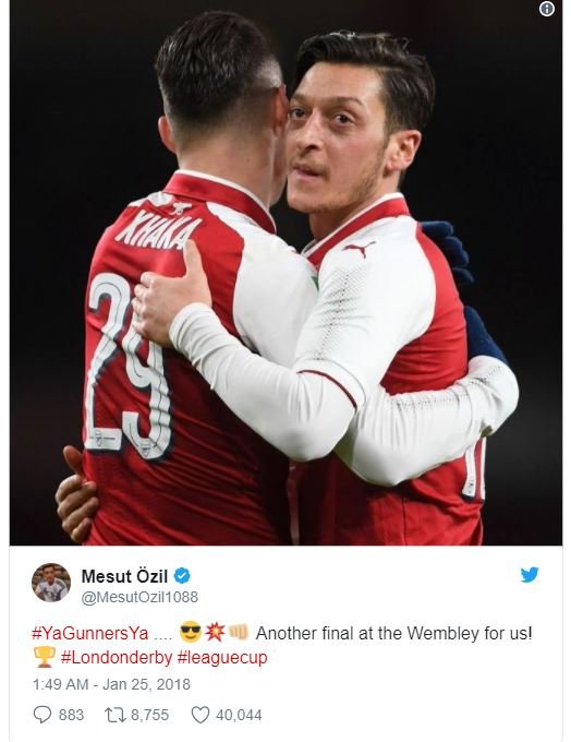 Mesut özil mesutozil1088 yagunners ya another final at the wembley for us! londo