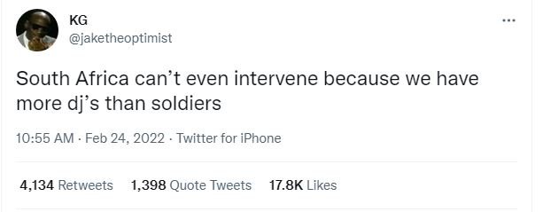 KG jaketheoptimist South Africa can't even intervene because we have more djs th