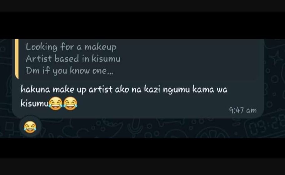 Looking for a makeup artist based in kisumu dm if you know one hakuna make up ar