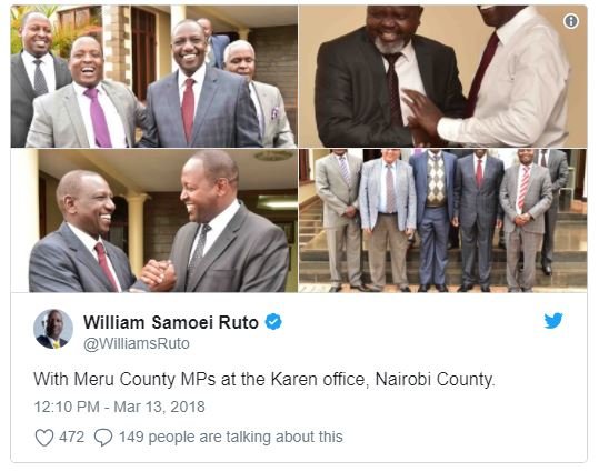 William samoei ruto williamsruto with meru county mps at the karen office, nairo