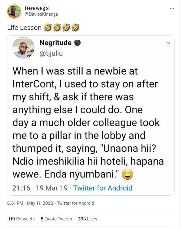 Here we gol davieskinanga life lesson negritude tjjullu when was still a newbie