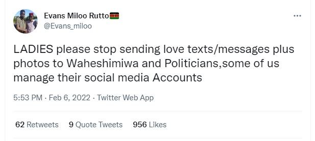 Evans Miloo Rutto Evans_miloo LADIES please stop sending love texts messages plu